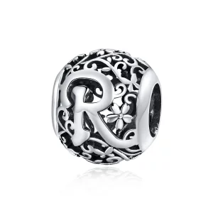 Charms Typu Pandora Kwiatowa Ażurowy Litera R - SCC1444-R