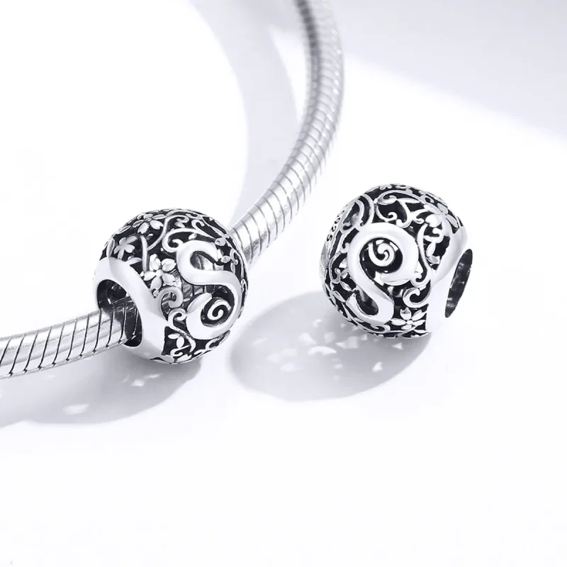 (zdjęcie do) Charms Typu Pandora Kwiatowa Ażurowy Litera S - SCC1444-S - Wyświetl 4