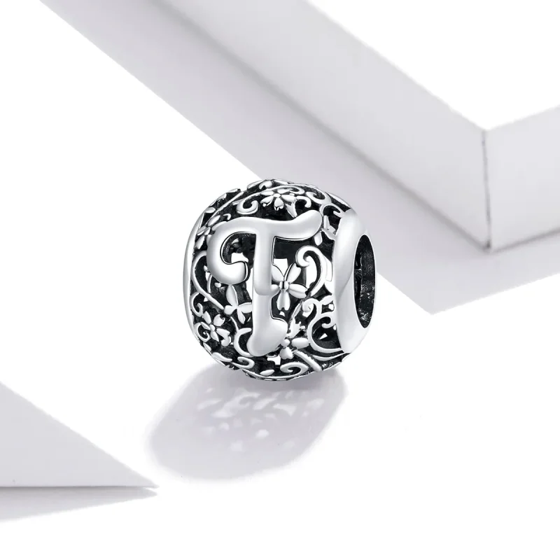 (zdjęcie do) Charms Typu Pandora Kwiatowa Ażurowy Litera T - SCC1444-T - Wyświetl 2