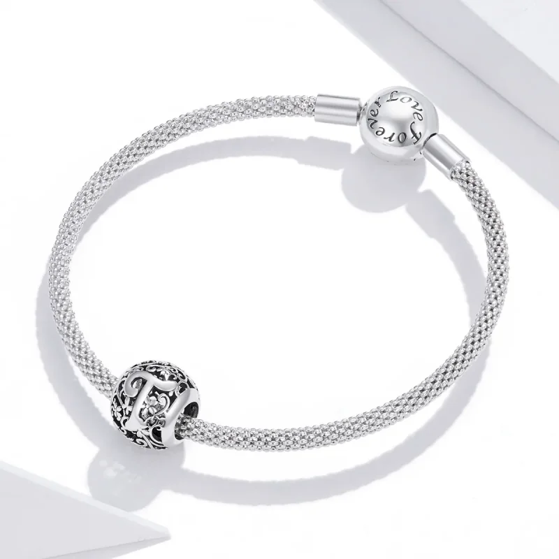 (zdjęcie do) Charms Typu Pandora Kwiatowa Ażurowy Litera T - SCC1444-T - Wyświetl 3