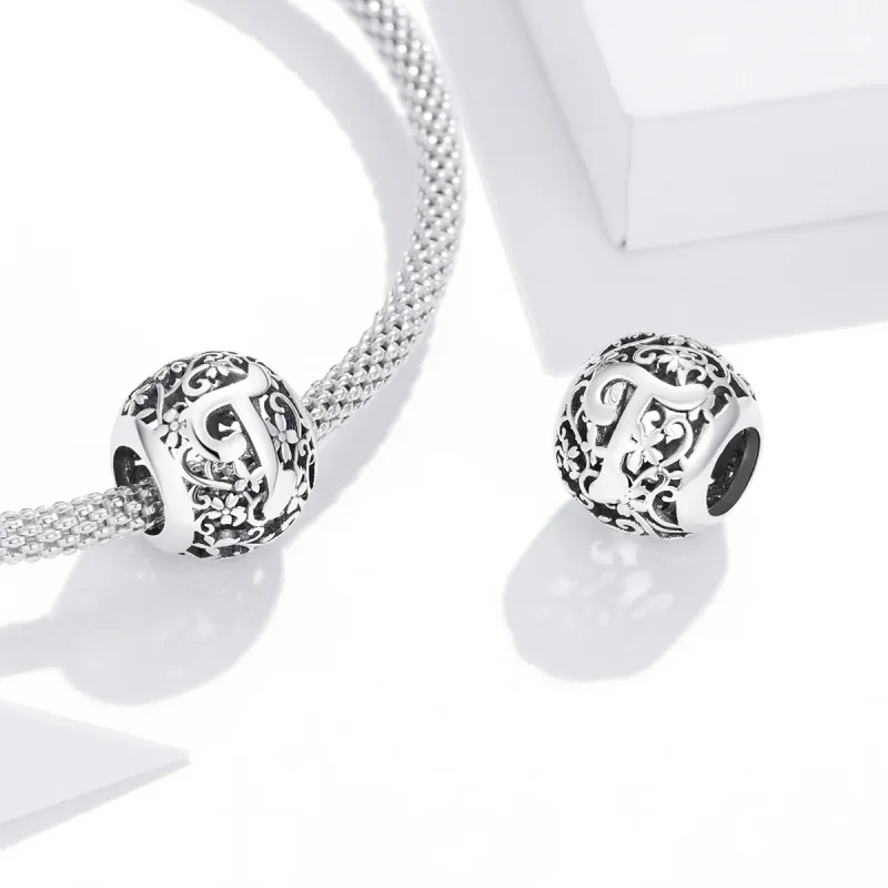 (zdjęcie do) Charms Typu Pandora Kwiatowa Ażurowy Litera T - SCC1444-T - Wyświetl 4
