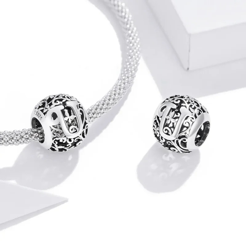 (zdjęcie do) Charms Typu Pandora Kwiatowa Ażurowy Litera U - SCC1444-U - Wyświetl 4