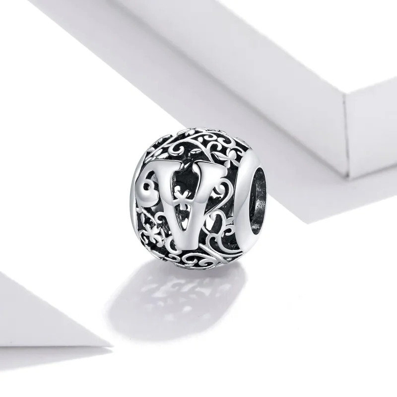 (zdjęcie do) Charms Typu Pandora Kwiatowa Ażurowy Litera V - SCC1444-V - Wyświetl 2