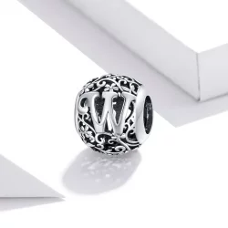 Charms Typu Pandora Kwiatowa Ażurowy Litera W - SCC1444-W