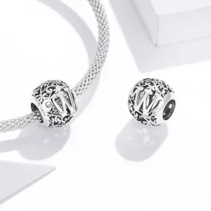 Charms Typu Pandora Kwiatowa Ażurowy Litera W - SCC1444-W