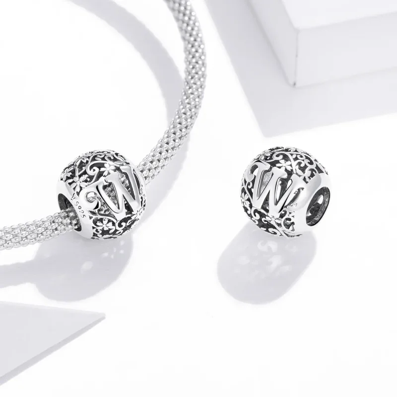 (zdjęcie do) Charms Typu Pandora Kwiatowa Ażurowy Litera W - SCC1444-W - Wyświetl 4