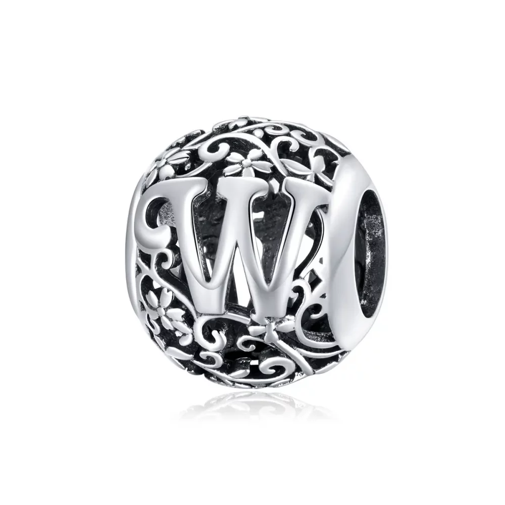 Charms Typu Pandora Kwiatowa Ażurowy Litera W - SCC1444-W