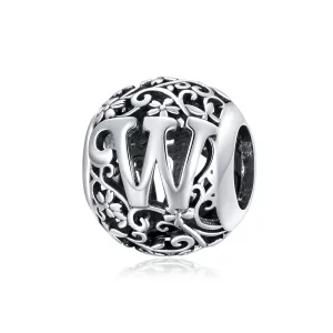 Charms Typu Pandora Kwiatowa Ażurowy Litera W - SCC1444-W