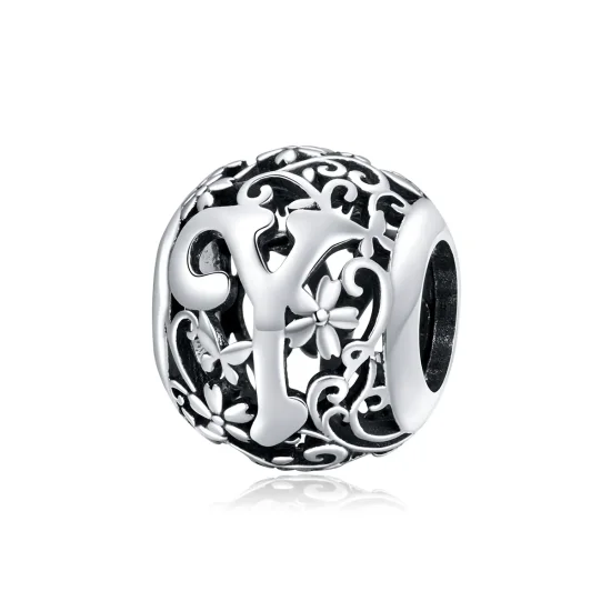 (zdjęcie do) Charms Typu Pandora Kwiatowa Ażurowy Litera Y - SCC1444-Y