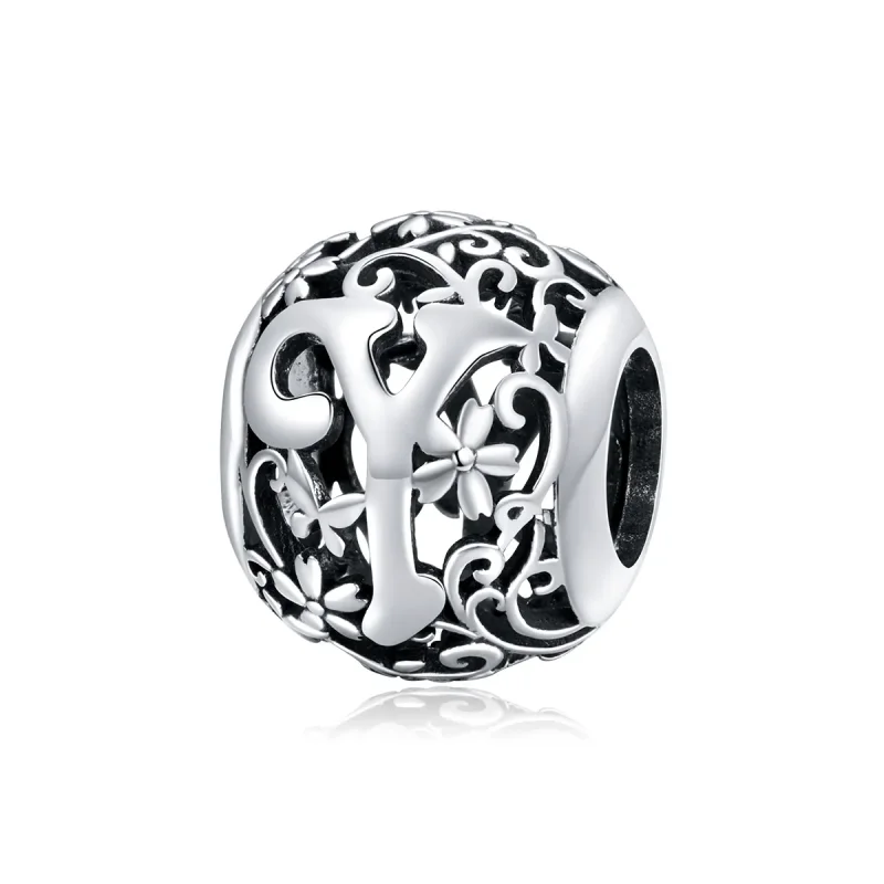 (zdjęcie do) Charms Typu Pandora Kwiatowa Ażurowy Litera Y - SCC1444-Y