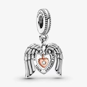 Charms Klubu Pandory, zawieszka Serce i skrzydła anioła - 789296C01
