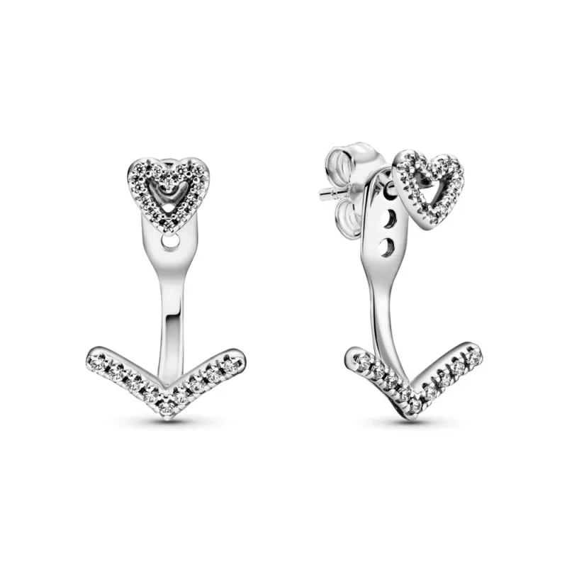 (zdjęcie do) Kolczyki sztyfty Lśniące serca wishbone - 299280C01