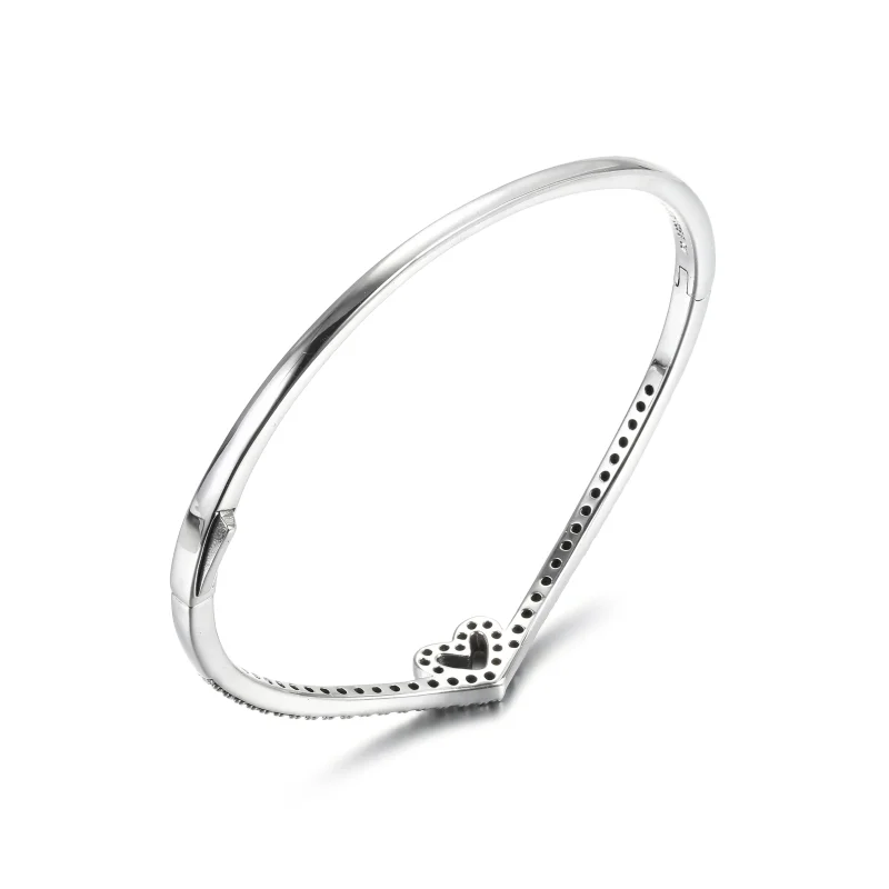 (zdjęcie do) Lśniąca bransoletka bangle z sercem wishbone - 599297C01 - Wyświetl 4
