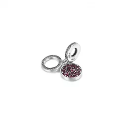 Lśniący charms z podwójną zawieszką Czerwony dysk - 799186C03