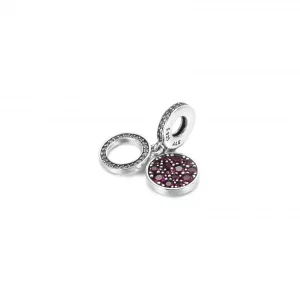 Lśniący charms z podwójną zawieszką Czerwony dysk - 799186C03