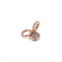 Lśniący charms z podwójną zawieszką Jasnoniebieski dysk - 789186C03