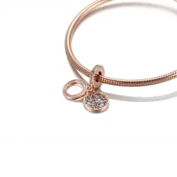 Lśniący charms z podwójną zawieszką Jasnoniebieski dysk - 789186C03