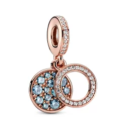 Lśniący charms z podwójną zawieszką Jasnoniebieski dysk - 789186C03