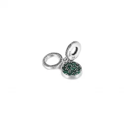 Lśniący charms z podwójną zawieszką Zielony dysk - 799186C02