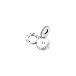 Lśniący charms z podwójną zawieszką Zielony dysk - 799186C02