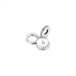 Lśniący charms z podwójną zawieszką Zielony dysk - 799186C02