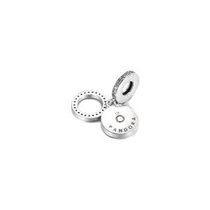 Lśniący charms z podwójną zawieszką Zielony dysk - 799186C02