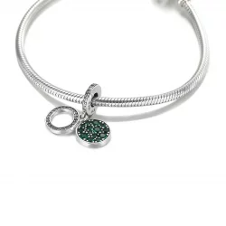 Lśniący charms z podwójną zawieszką Zielony dysk - 799186C02