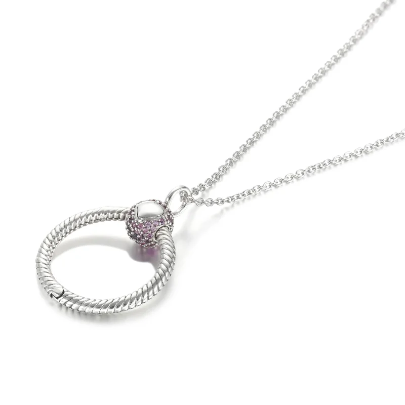 (zdjęcie do) Mała zawieszka Pandora Moments O Różowe pavé - 399097C02 - Wyświetl 5