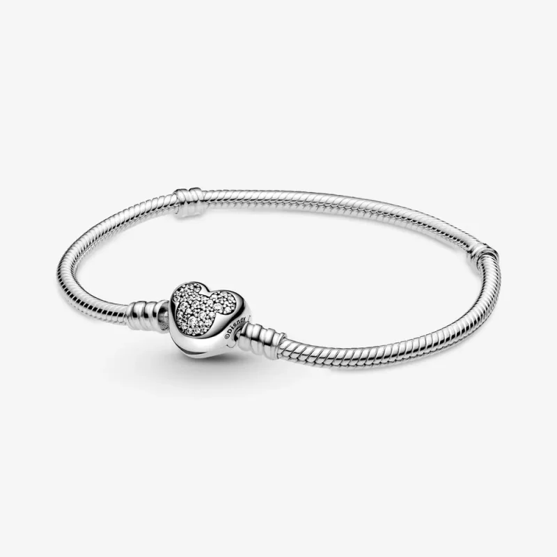 (zdjęcie do) Bransoletka wężykowa Pandora Moments z zapięciem z Myszką Miki, Disney - 599299C01