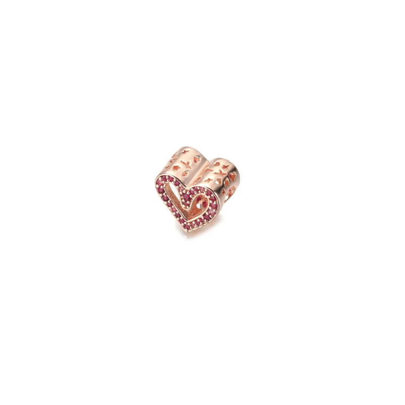 (zdjęcie do) Charms błyszczące rubinowe czerwone różowe serce odręczne - 788692C02 - Wyświetl 2