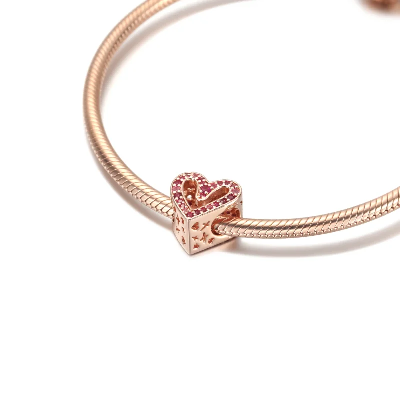 (zdjęcie do) Charms błyszczące rubinowe czerwone różowe serce odręczne - 788692C02 - Wyświetl 5