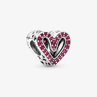 Charms Błyszczące Rubinowe Czerwone Serce Odręczne - 798692C02