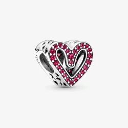 Charms Błyszczące Rubinowe Czerwone Serce Odręczne - 798692C02