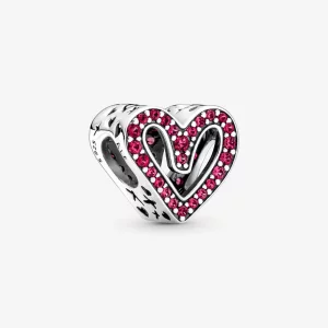 Charms Błyszczące Rubinowe Czerwone Serce Odręczne - 798692C02