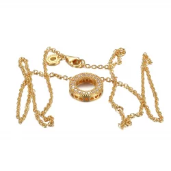 Naszyjnik z okrągłą, błyszczącą zawieszką pavé z logo Pandora - 367436C01