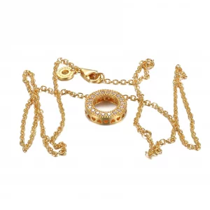 Naszyjnik z okrągłą, błyszczącą zawieszką pavé z logo Pandora - 367436C01