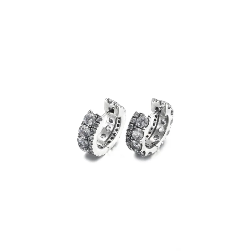 (zdjęcie do) Podwójne kolczyki obręcze pavé - 290058C01 - Wyświetl 2