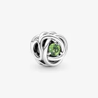 Sierpień Charms Urodzinowy Jasnozielony symbol wieczności - 790065C03