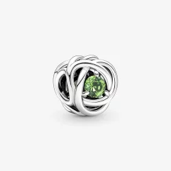 Sierpień Charms Urodzinowy Jasnozielony symbol wieczności - 790065C03