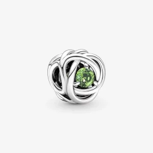 Sierpień Charms Urodzinowy Jasnozielony symbol wieczności - 790065C03