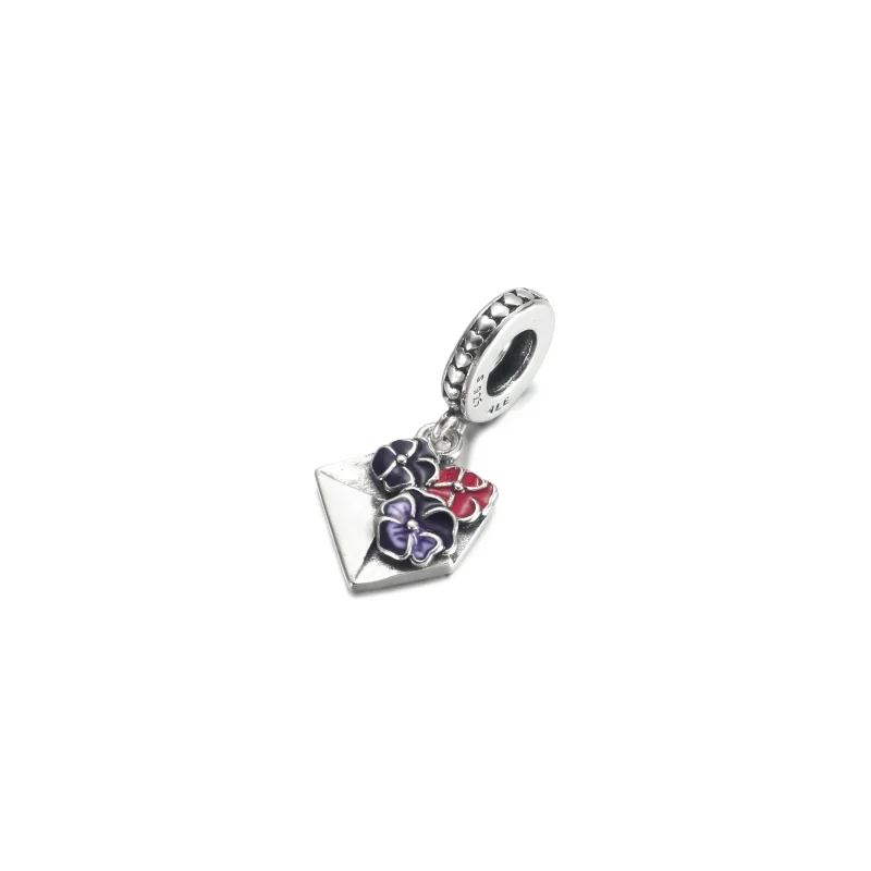 (zdjęcie do) Zawieszka PANDORA Koperta z bratkami - 790787C01 - Wyświetl 2