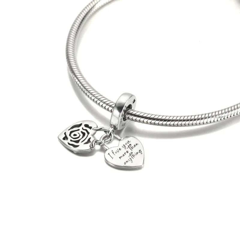 (zdjęcie do) Zawieszka PANDORA Róża i serce - 790086C00 - Wyświetl 5