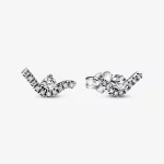 PANDORA Błyszczące kolczyki stud z falą - 292544C01