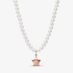PANDORA Naszyjnik Złoty różowy Szczęśliwa gwiazda - 382489C01-45