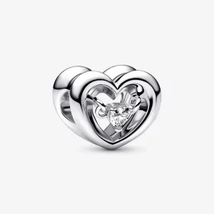 PANDORA Promienny Urok Serca & Wiszący Kamień Charm - 792493C01