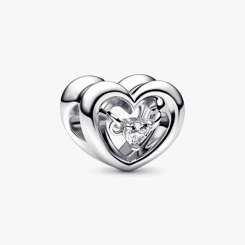 (zdjęcie do) PANDORA Promienny Urok Serca & Wiszący Kamień Charm - 792493C01