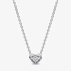 PANDORA Sercowy Wisiorek z Pływającym Kamieniem - Naszyjnik Collier - 392494C01