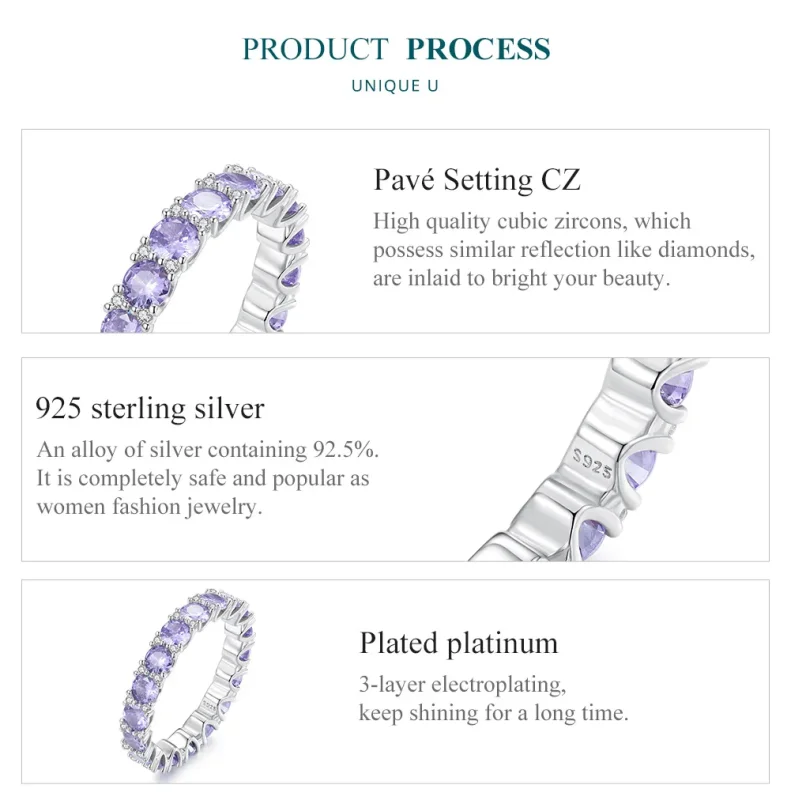(zdjęcie do) Pandora styl fioletowy pierścień - BSR340 - Wyświetl 5