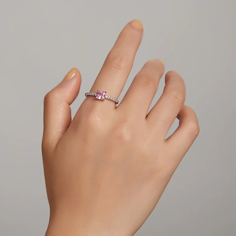 (zdjęcie do) Pandora Styl Kwadratowy Pierścień ze Świecącym Halo - BSR191 - Wyświetl 6