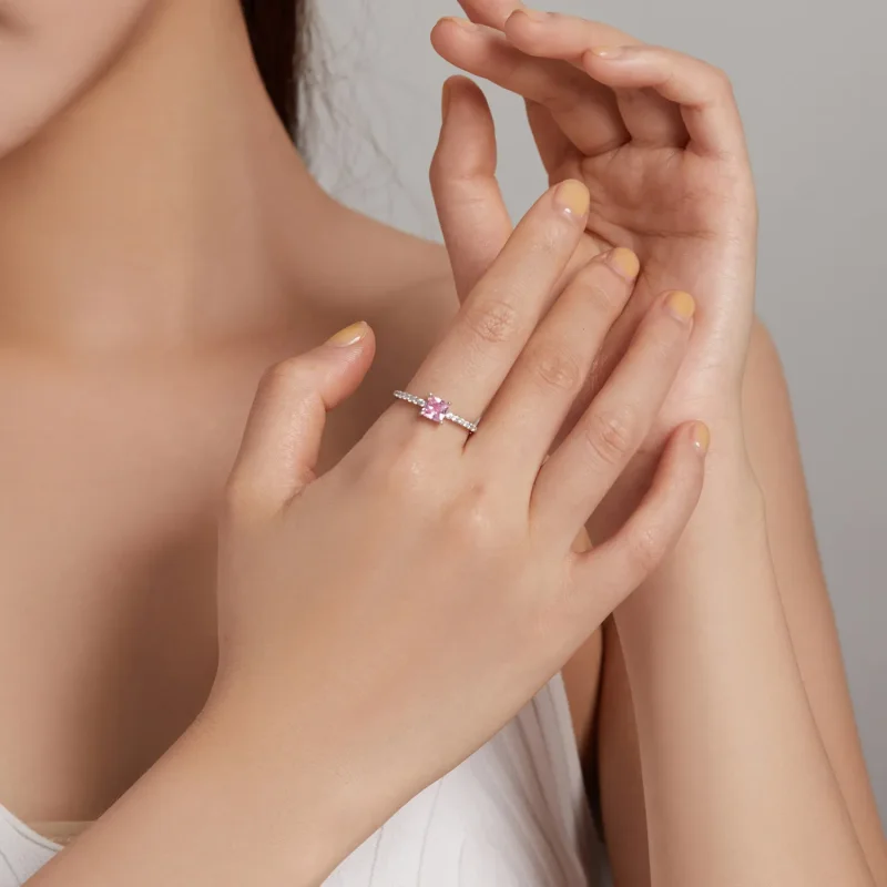 (zdjęcie do) Pandora Styl Kwadratowy Pierścień ze Świecącym Halo - BSR191 - Wyświetl 8